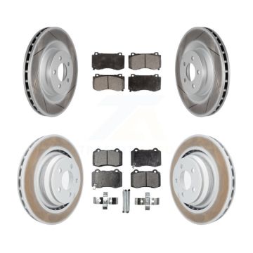 Front Rear Coated Brake Rotor & Ceramic Pad Kit For Dodge Charger Chrysler 300 Challenger KGT-100784