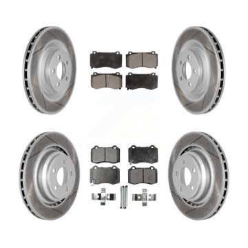 Front Rear Coated Brake Rotor & Ceramic Pad Kit For Dodge Charger Chrysler 300 Challenger KGT-100786