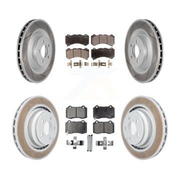 Front Rear Coated Disc Brake Rotors And Ceramic Pads Kit For Dodge Challenger Charger KGT-100788