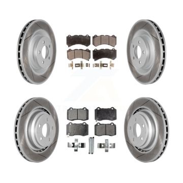 Front Rear Coated Disc Brake Rotors And Ceramic Pads Kit For Dodge Challenger Charger KGT-100789