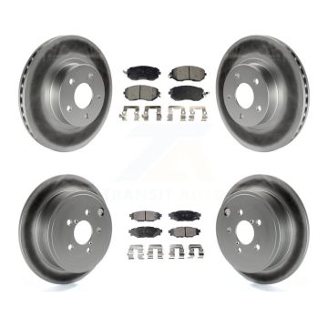 Front Rear Coated Disc Brake Rotors And Ceramic Pads Kit For Subaru Impreza KGT-100825
