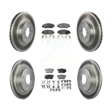 Front Rear Coated Disc Brake Rotors And Ceramic Pad Kit For 2014-2015 Honda Civic Touring KGT-100837