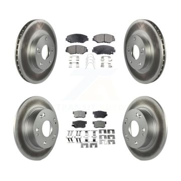 Front Rear Coated Disc Brake Rotors And Ceramic Pads Kit For Honda Accord KGT-100840