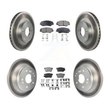 Front Rear Coated Disc Brake Rotors And Ceramic Pads Kit For 2003-2011 Honda Element KGT-100841