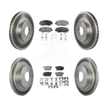 Front Rear Coated Disc Brake Rotors And Ceramic Pads Kit For Honda Civic Acura ILX KGT-100842
