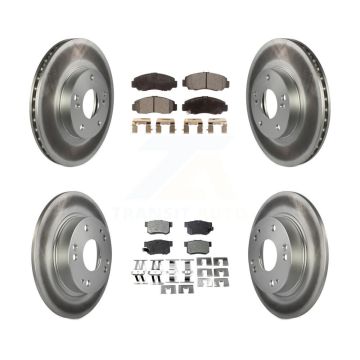 Front Rear Coated Disc Brake Rotors And Ceramic Pads Kit For Acura CSX KGT-100846