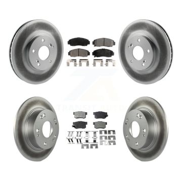 Front Rear Coated Disc Brake Rotors And Ceramic Pads Kit For Honda Accord Acura TSX KGT-100855