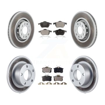 Front Rear Coated Disc Brake Rotors And Ceramic Pads Kit For Audi A6 KGT-100871