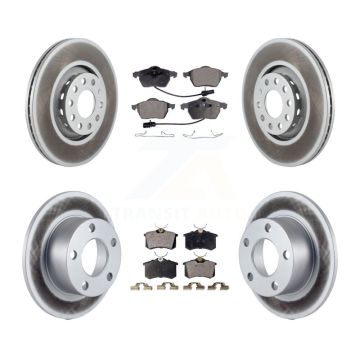Front Rear Coated Disc Brake Rotors And Ceramic Pads Kit For Audi A6 KGT-100873