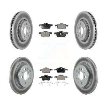 Front Rear Coated Disc Brake Rotors And Ceramic Pads Kit For Volvo S60 XC70 V70 S80 KGT-100880