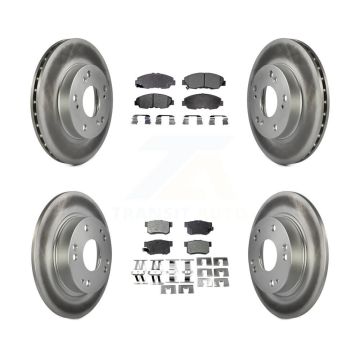 Front Rear Coated Disc Brake Rotors And Ceramic Pads Kit For Honda Civic KGT-100883