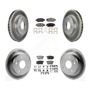 Front Rear Coated Disc Brake Rotors And Ceramic Pads Kit For Honda Civic Acura RSX KGT-100884