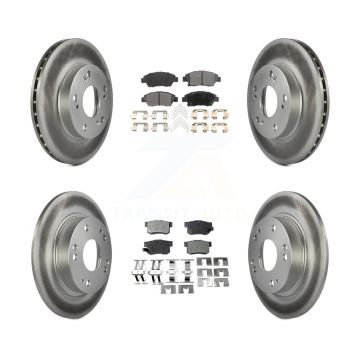 Front Rear Coated Disc Brake Rotors And Ceramic Pads Kit For Honda Civic KGT-100885