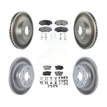 Front Rear Coated Disc Brake Rotors And Ceramic Pads Kit For 2002-2004 Honda CR-V KGT-100887