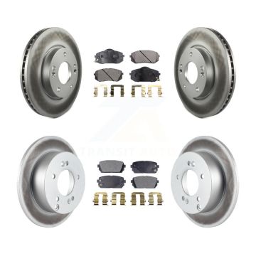 Front Rear Coated Disc Brake Rotors And Ceramic Pads Kit For 2010-2012 Kia Rondo KGT-100893