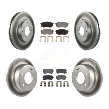 Front Rear Coated Disc Brake Rotors & Ceramic Pad Kit For Hyundai Tucson Kia Sportage FWD KGT-100895