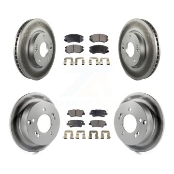 Front Rear Coated Disc Brake Rotors And Ceramic Pads Kit For Hyundai Sonata 2.4L KGT-100898