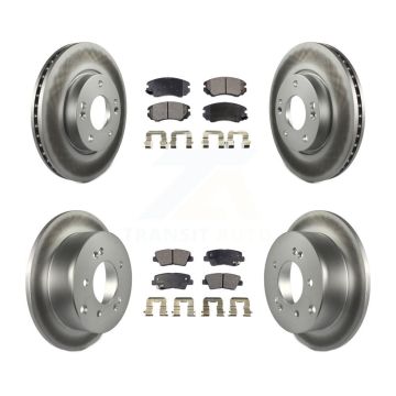 Front Rear Coated Disc Brake Rotors And Ceramic Pads Kit For 2012-2013 Kia Soul KGT-100900