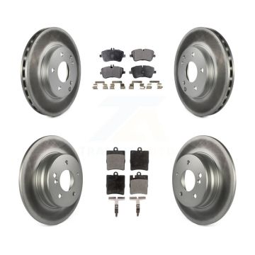 Front Rear Coated Brake Rotor Ceramic Pad Kit For 03-05 Mercedes-Benz C240 Wagon with RWD KGT-100904