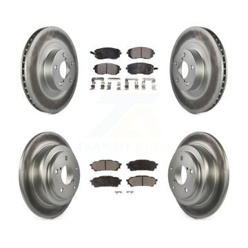 Front Rear Coated Disc Brake Rotors Ceramic Pad Kit For Subaru Forester Impreza Saab 9-2X KGT-100923