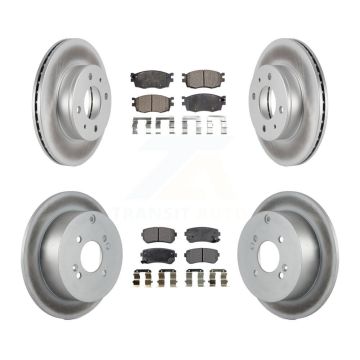 Front Rear Coated Disc Brake Rotors And Ceramic Pad Kit For 2006 Hyundai Accent Hatchback KGT-100932