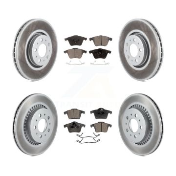 Front Rear Coated Disc Brake Rotors And Ceramic Pads Kit For Volvo XC90 KGT-100938