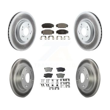 Front Rear Coated Disc Brake Rotors And Ceramic Pads Kit For Honda Civic Acura CSX KGT-100956