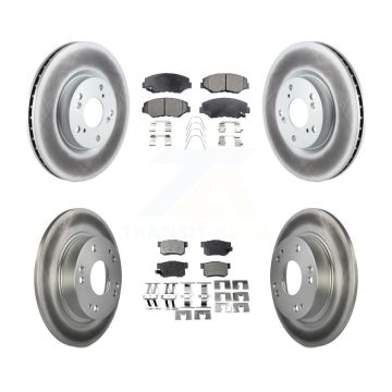 Front Rear Coated Disc Brake Rotors And Ceramic Pads Kit For Honda Civic Acura ILX KGT-100958