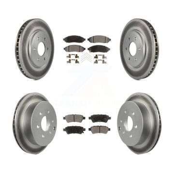 Front Rear Coated Disc Brake Rotors And Ceramic Pads Kit For 2006-2007 Nissan Xterra KGT-100978