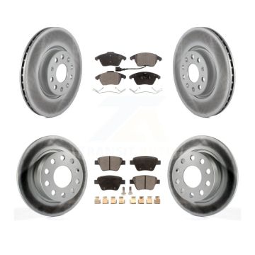 Front Rear Coated Disc Brake Rotors & Ceramic Pad Kit For 2017-2018 Volkswagen Jetta 2.0L KGT-100987