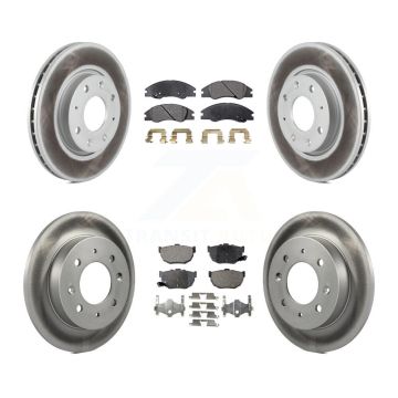 Front Rear Coated Disc Brake Rotors And Ceramic Pads Kit For Kia Spectra Spectra5 KGT-100991