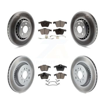 Front Rear Coated Disc Brake Rotors And Ceramic Pads Kit For Volvo XC90 KGT-100996