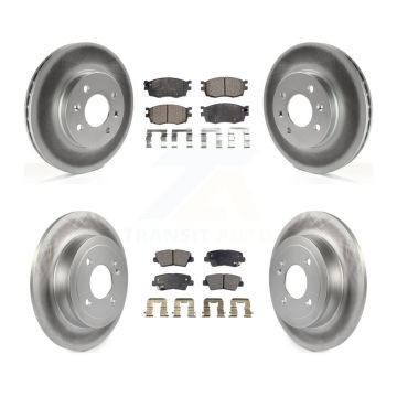 Front Rear Coated Disc Brake Rotors And Ceramic Pads Kit For 2011 Hyundai Accent KGT-101003