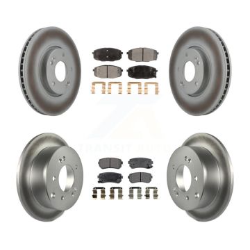 Front Rear Coated Disc Brake Rotors And Ceramic Pads Kit For Kia Forte Koup Forte5 KGT-101012