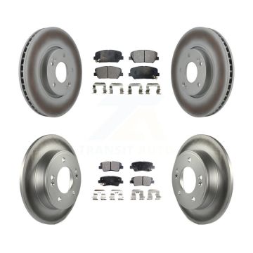 Front Rear Coated Brake Rotor Ceramic Pad Kit For 2013-2015 Hyundai Veloster Turbocharged KGT-101013