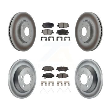 Front Rear Coated Brake Rotor & Ceramic Pad Kit For Kia Rondo With Electric Parking KGT-101015