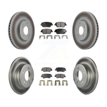 Front Rear Coated Disc Brake Rotors And Ceramic Pads Kit For Hyundai Sonata Kia Optima KGT-101016