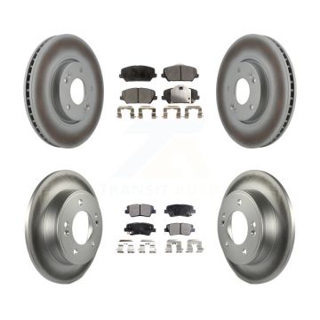Front Rear Coated Disc Brake Rotors And Ceramic Pads Kit For Kia Forte Forte5 Koup KGT-101020