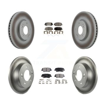 Front Rear Coated Disc Brake Rotors And Ceramic Pads Kit For Kia Forte Forte5 KGT-101021