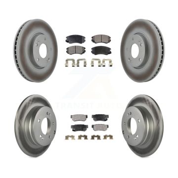 Front Rear Coated Disc Brake Rotors And Ceramic Pads Kit For Hyundai Sonata 3.3L KGT-101024