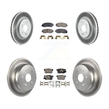 Front Rear Coated Disc Brake Rotors And Ceramic Pads Kit For Honda CR-V Acura RDX KGT-101051