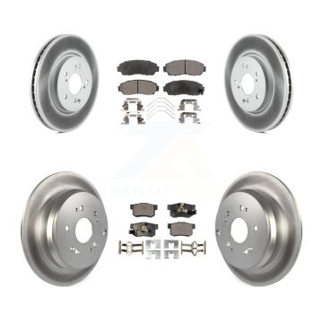 Front Rear Coated Disc Brake Rotors And Ceramic Pads Kit For 2012-2016 Honda CR-V AWD KGT-101054
