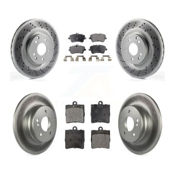 Front Rear Coated Brake Rotor Ceramic Pad Kit For Mercedes-Benz SLK280 With Sport Package KGT-101057