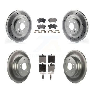 Front Rear Coat Brake Rotors Ceramic Pad Kit For 04 Mercedes-Benz C320 With Sport Package KGT-101058