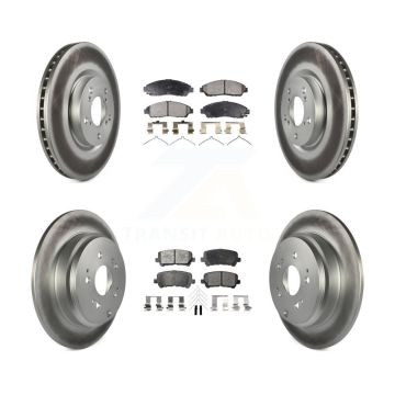 Front Rear Coated Disc Brake Rotors And Ceramic Pads Kit For Honda Pilot Acura MDX ZDX KGT-101071