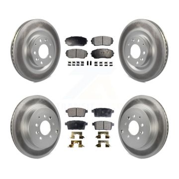 Front Rear Coated Disc Brake Rotors And Ceramic Pads Kit For 2007-2015 Mazda CX-9 KGT-101075