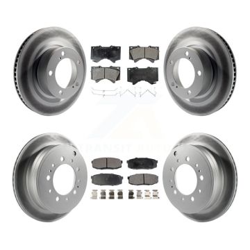 Front Rear Coated Brake Rotors Ceramic Pad Kit For Toyota Tundra Sequoia Lexus LX570 Land KGT-101076