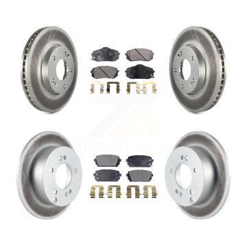 Front Rear Coated Disc Brake Rotors And Ceramic Pads Kit For 2007-2009 Kia Rondo KGT-101082