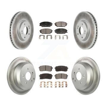 Front Rear Coated Disc Brake Rotors And Ceramic Pads Kit For 2007-2012 Hyundai Veracruz KGT-101097