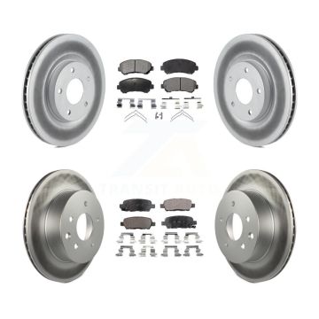 Front Rear Coated Disc Brake Rotors And Ceramic Pads Kit For Nissan Rogue Select KGT-101102